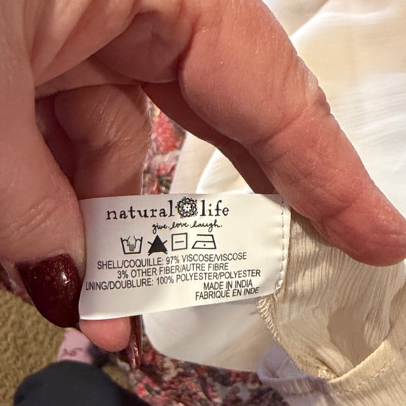 NWT NATURAL LIFE Pink and Cream metallic boho Bollywood floral Maxi Dress. Sz M - Picture 17 of 17